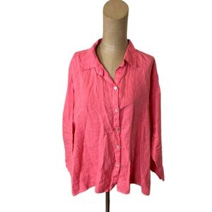 Cut Loose Linen Button Down Blouse Pink Women’s Size small